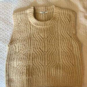 Madewell Cream Cable Knit Sweater Vest
